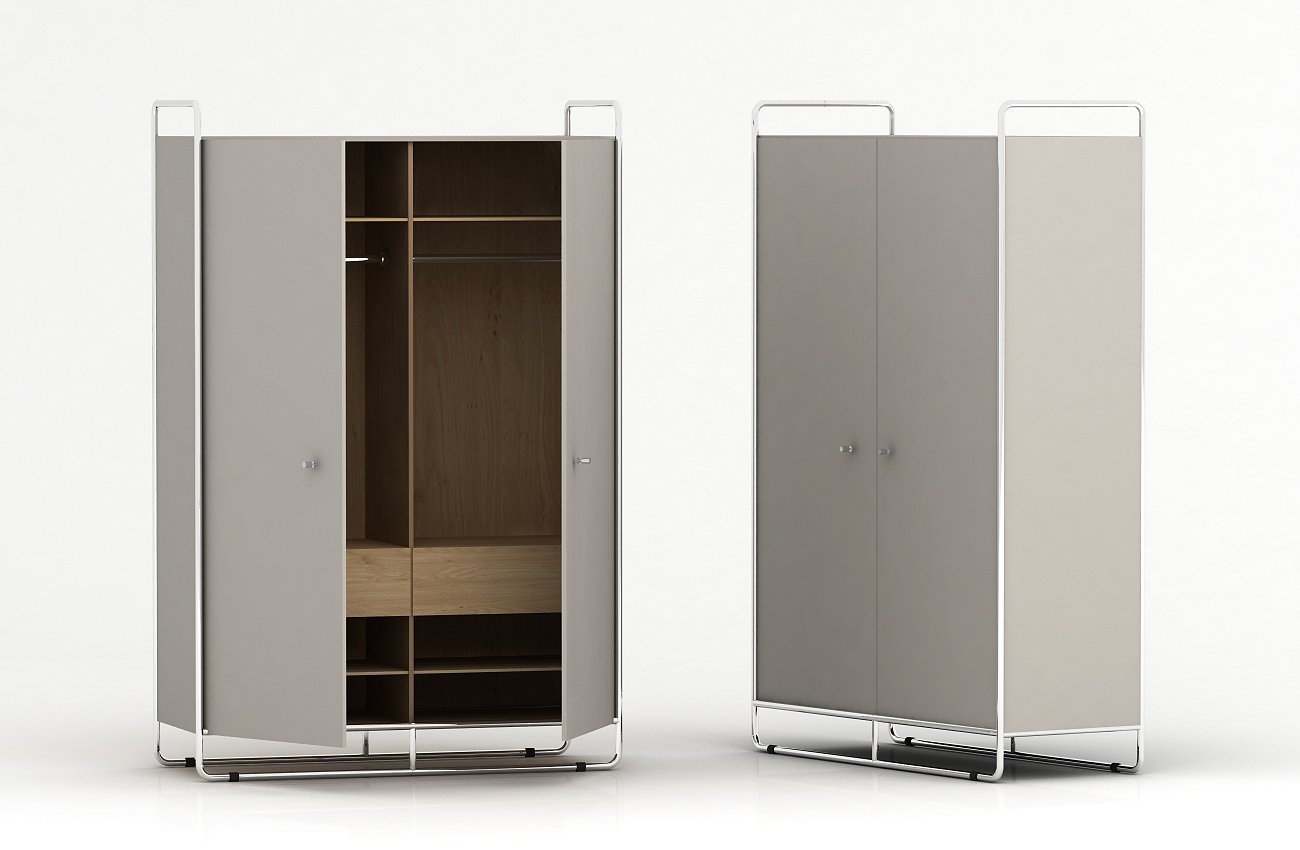Шкаф двухдверный на металлических ножках черный Bauhaus WOODI  00-3966113 Черный  - Вид №6