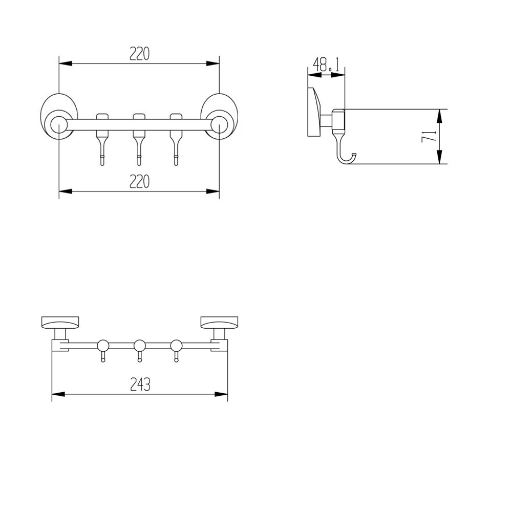 R70122 Планка с 3-мя крючками Raiber  - Вид №2