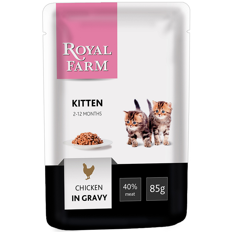 ПР0041264 Корм для котят курица в соусе конс. пауч 85г ROYAL FARM 