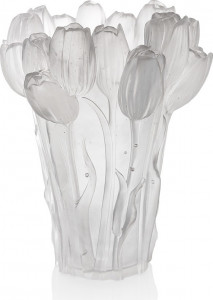 10527971 Cristal de Paris Ваза Cristal de Paris "Букет тюльпанов" 30см (сатин) Хрусталь