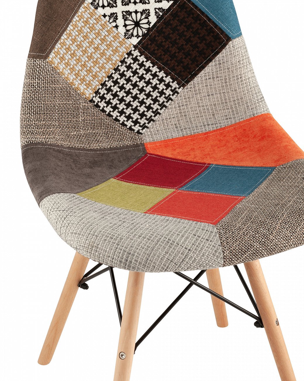 Стул со спинкой разноцветный с деревянными ножками Eames EAMES ДИЗАЙНЕРСКИЕ, EAMES DSW 00-3881995 Коричневый;оранжевый;серый;разноцветный  - Вид №5