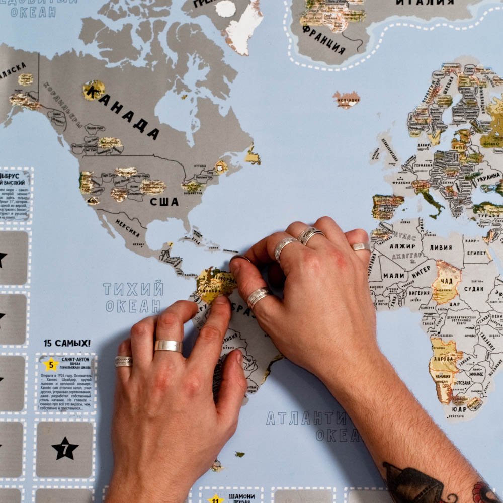 Карта со скретч слоем голубая Snow Map BADLAB ДИЗАЙНЕРСКИЕ 00-3880591 Голубой  - Вид №6