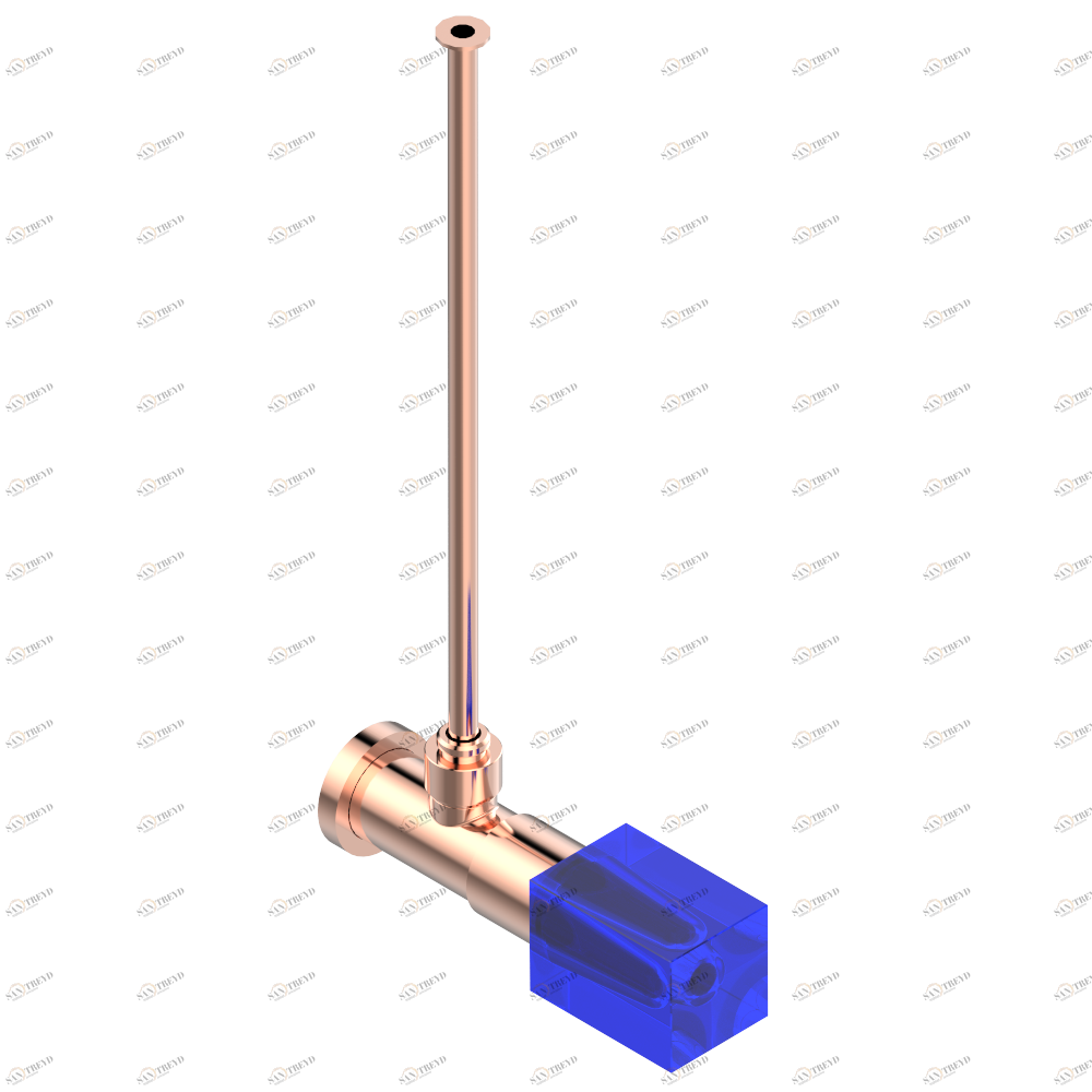 U6K-181/S Кран запорный 1/2" стильный регулируемый с 30 cм трубкой Thg-paris Beyond crystal с синим хрусталём Розовое золото U6K-181/S CAT.F