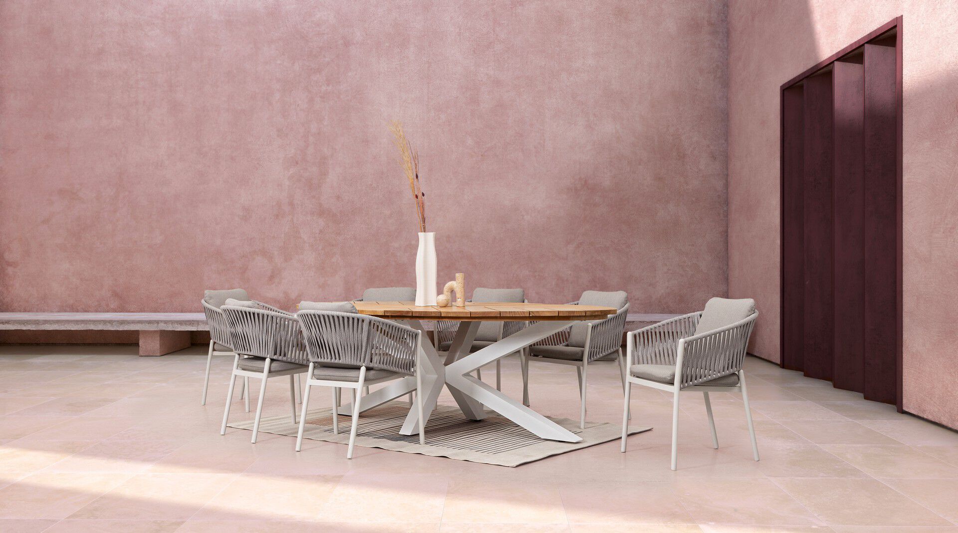 Овальный стол для сада из алюминия и тика BIZZOTTO PALMDALE ARCH-00071500 - Вид №7