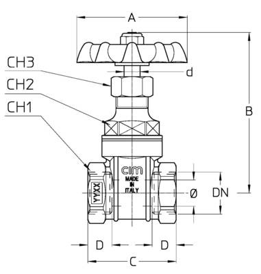CIMBERIO CIM 70B 4 Задвижка клиновая резьбовая, муфтовая латунная CIM 70B  - Вид №1