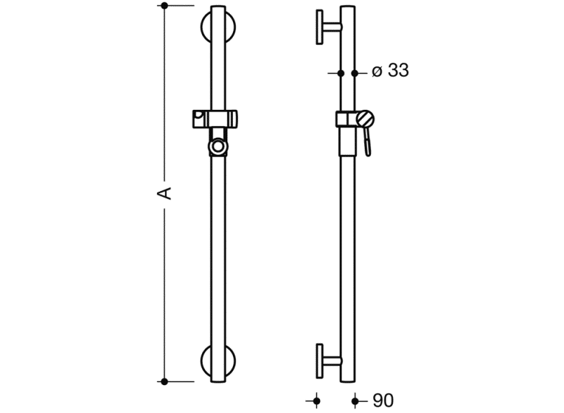 950.33.1S90 Держатель для душа, нестандартная длина HEWI Greifen  - Вид №1