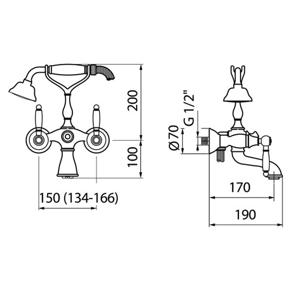 DO720201010 Смеситель для ванны Webert Dorian - Вид №1