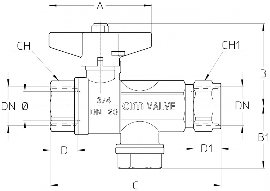 CIMBERIO CIM 621 34 Шаровой кран с фильтром и обратным клапаном серии Т12 CIM 621  - Вид №1