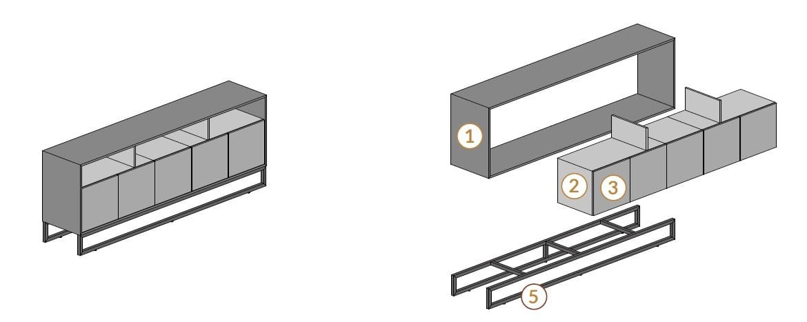 Низкая деревянная и стеклянная офисная мебель с распашными дверями About Office Bold58 ARCH-00010414 - Вид №2