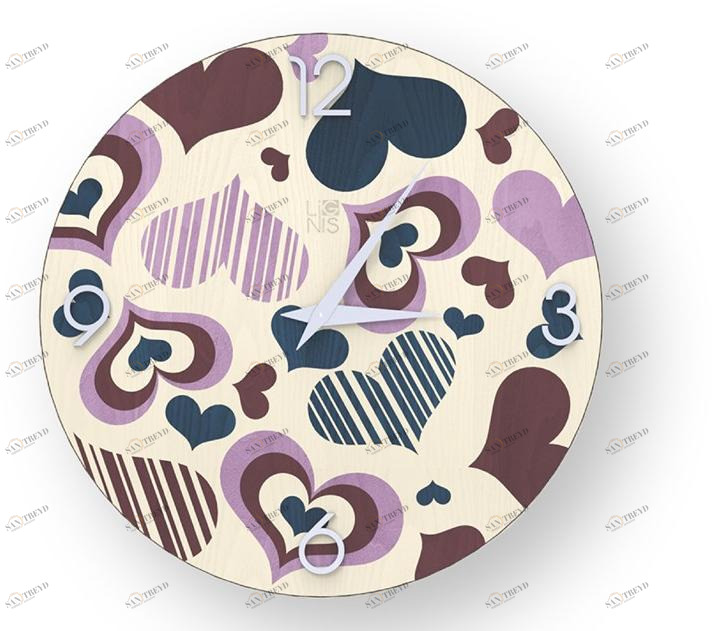 LIGNIS® Настенные часы из инкрустированного дерева Dolcevita love 10.039 / 10.117