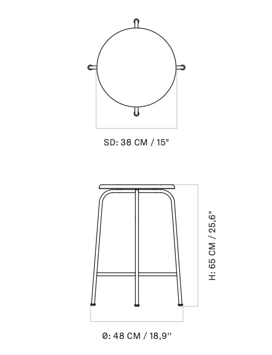 Высокий стул из стали и дерева Audo Copenhagen Afteroom ARCH-00036951 - Вид №7