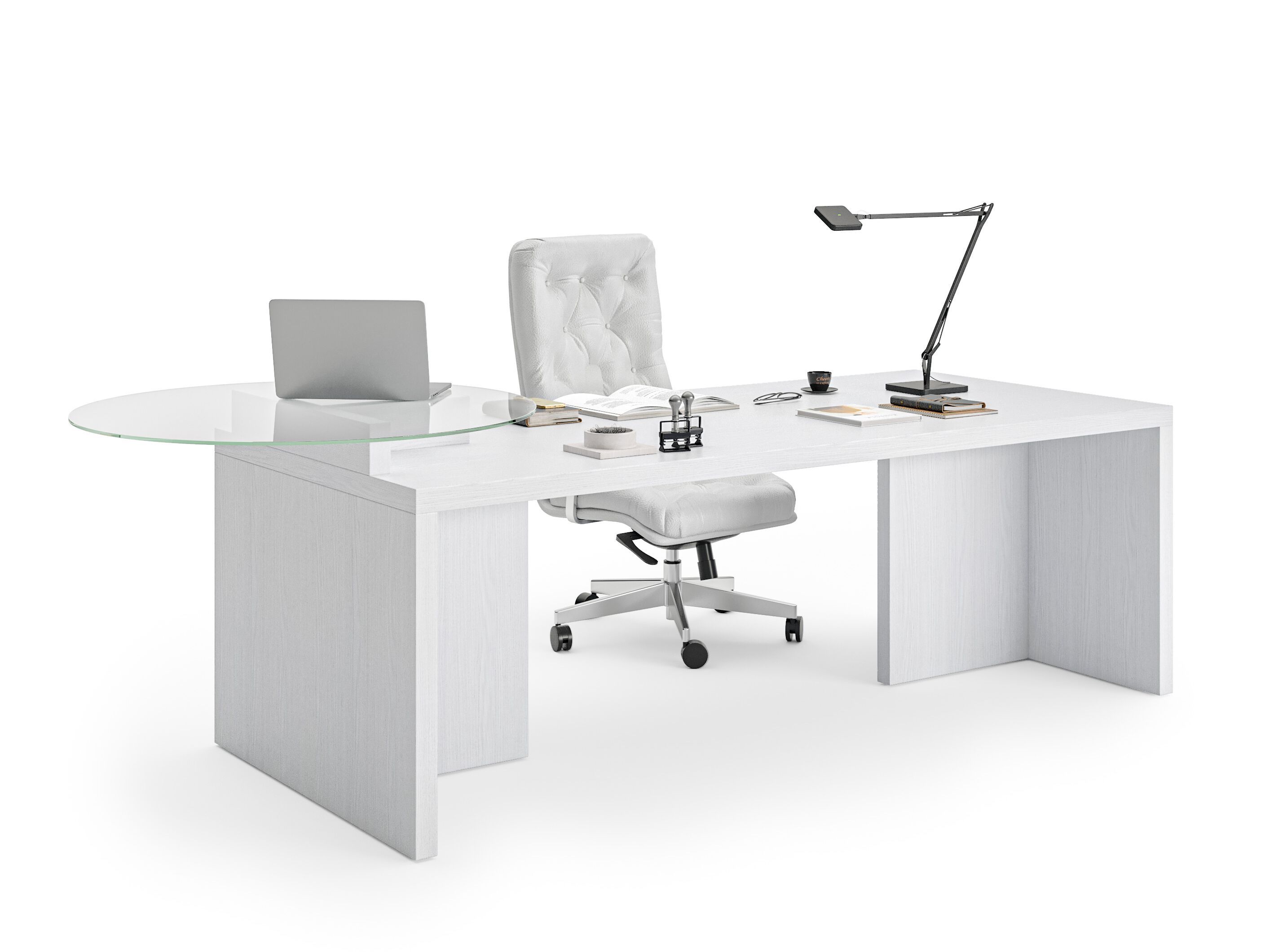 Исполнительный стол с фартуком и стеклянной столешницей Giessegi OfficeTime ARCH-00054153