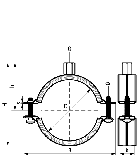 33435144 2S Хомуты с вкладышем epdm (M8/10) для стальных, медных, чугунных и пластиковых (многослойных) труб walraven  - Вид №1