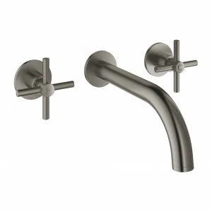 Смеситель GROHE Atrio New двухвентильный для раковины на 3 отверстия, настенный монтаж, темный графит матовый (20164AL3)