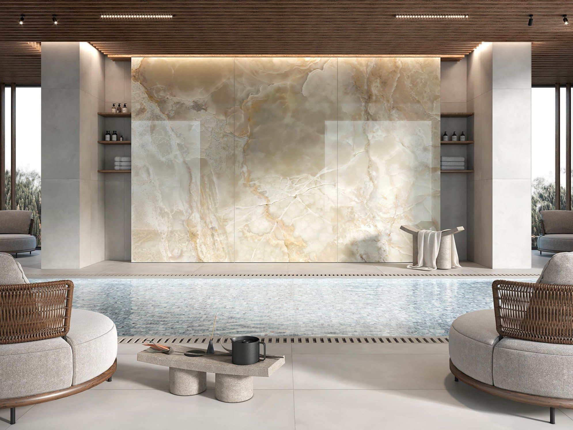 Декоративная панель из алюминия, стекла или ПММА Tecnografica большой мрамор ARCH-00050183