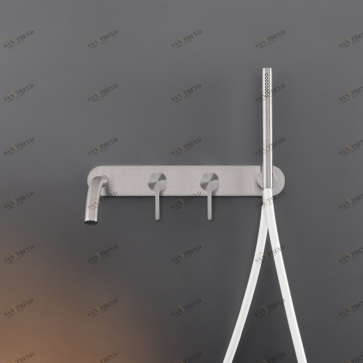 Настенный 2 смесители, установленные для ванной с носиком L. макс. 185 мм и цилиндрический ручной душ диаметр 18 м т  INV54 CEADESIGN 