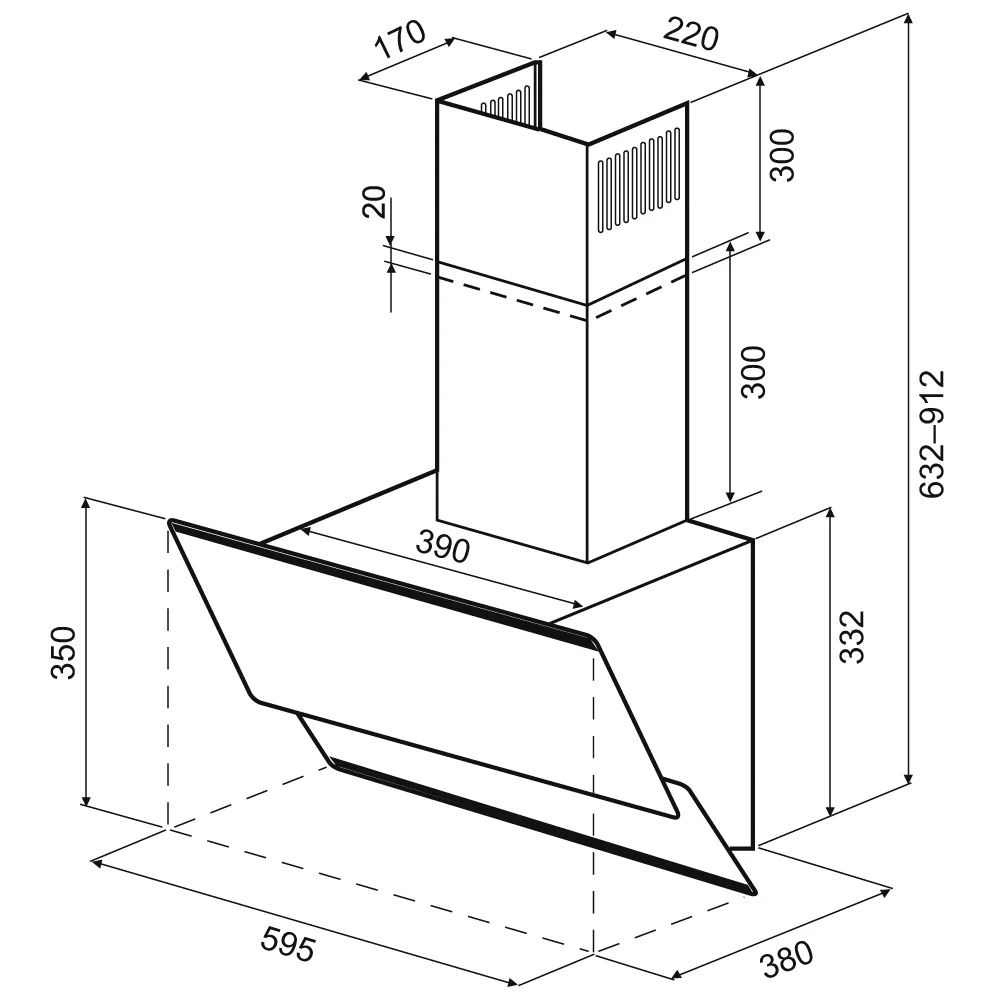 9214321 Вытяжка наклонная KRONA IRMA A 600 white PB белый/серебристый KRONA1 STDN-0025589 - Вид №15