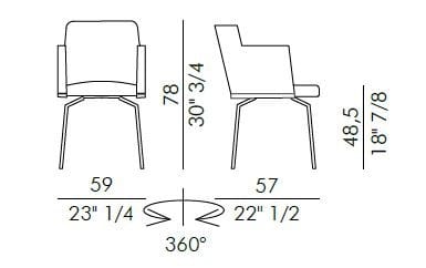 Кожаное вращающееся кресло с подлокотниками EFORMA Ely ARCH-00139666 - Вид №4