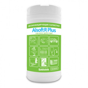67024 SARAYA СНГ, Россия Дезинфицирующие салфетки Saraya Alsoft R Plus 67024 в упаковке по 80 шт