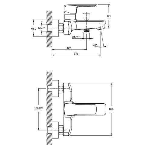 Orange Merci M13-100cr однорычажный ванно-душевой смеситель Хром sun-id-1516879 - Вид №1