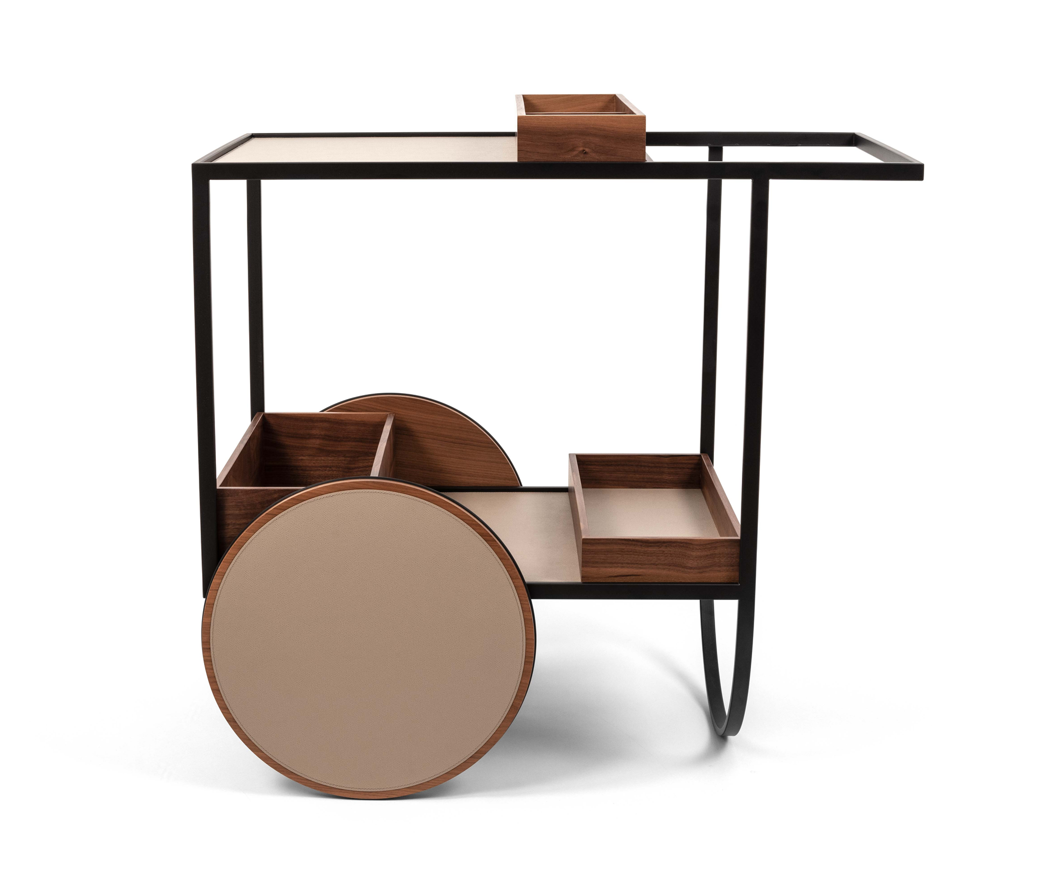 Сервировочная тележка пурпурного цвета - 88X56XH78 см / зернистая кожа_camel Pinetti 00.1792.029.011 - Вид №1