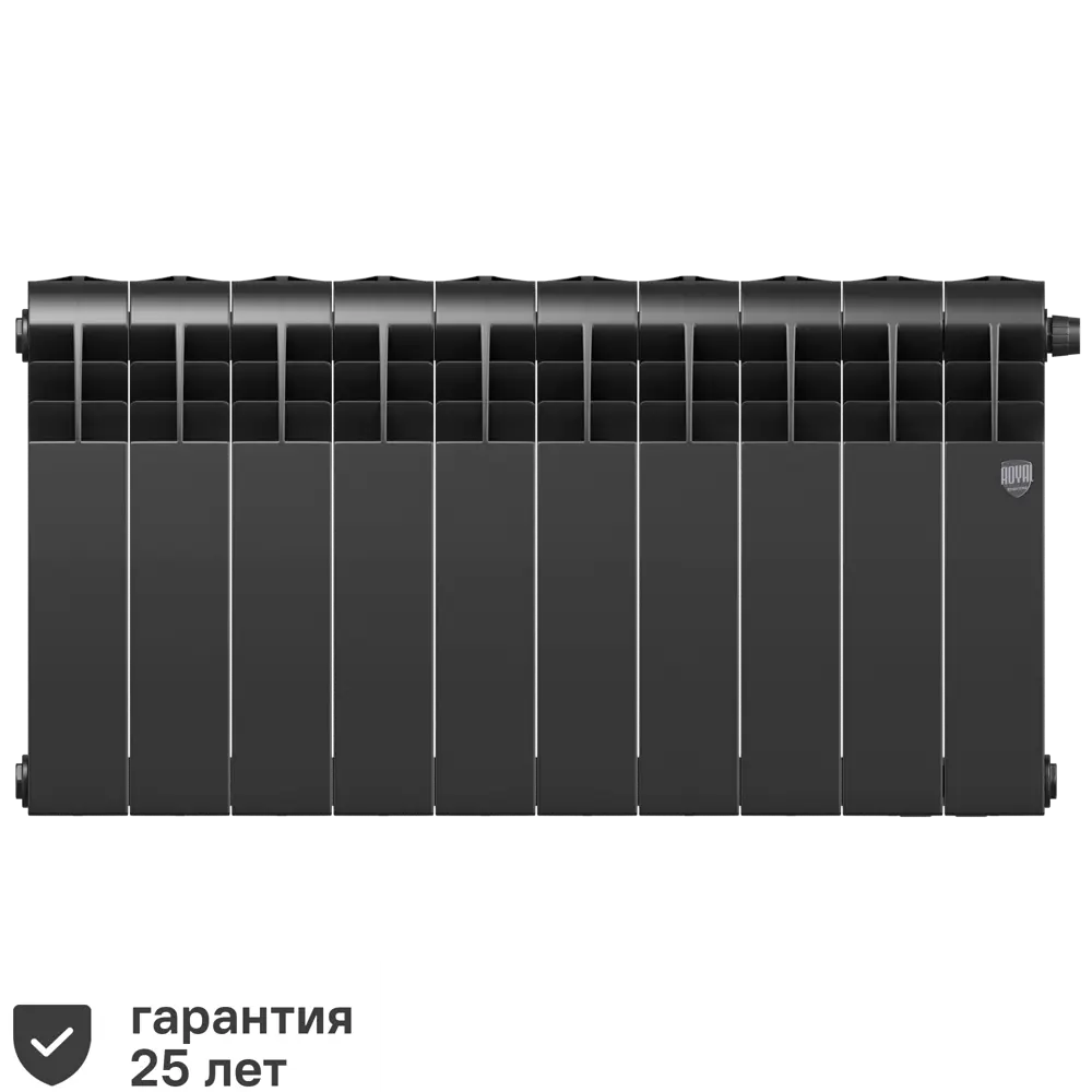 Радиатор секционный Royal Thermo Biliner RTBNSVR35010 350/87 10 секций нижнее правое подключение биметалл черный 82758204 STLM-2141566