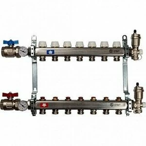 Распределительный коллектор из нерж. стали STOUT в сборе 3/4" х 1/4" х 7 выходов без расходомеров