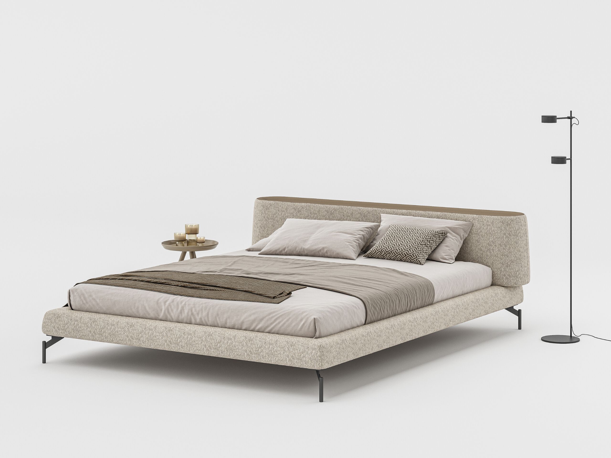 Двуспальная кровать с мягким изголовьем Woodsoft VERTIGO ARCH-00108797 - Вид №1