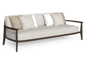 3-местный садовый диван из ткани и розового дерева