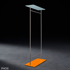 GST2G-BPO Шкаф-двойка с гладкой платяной штангой и стеклянной полкой, основание: оранжевое. PHOS