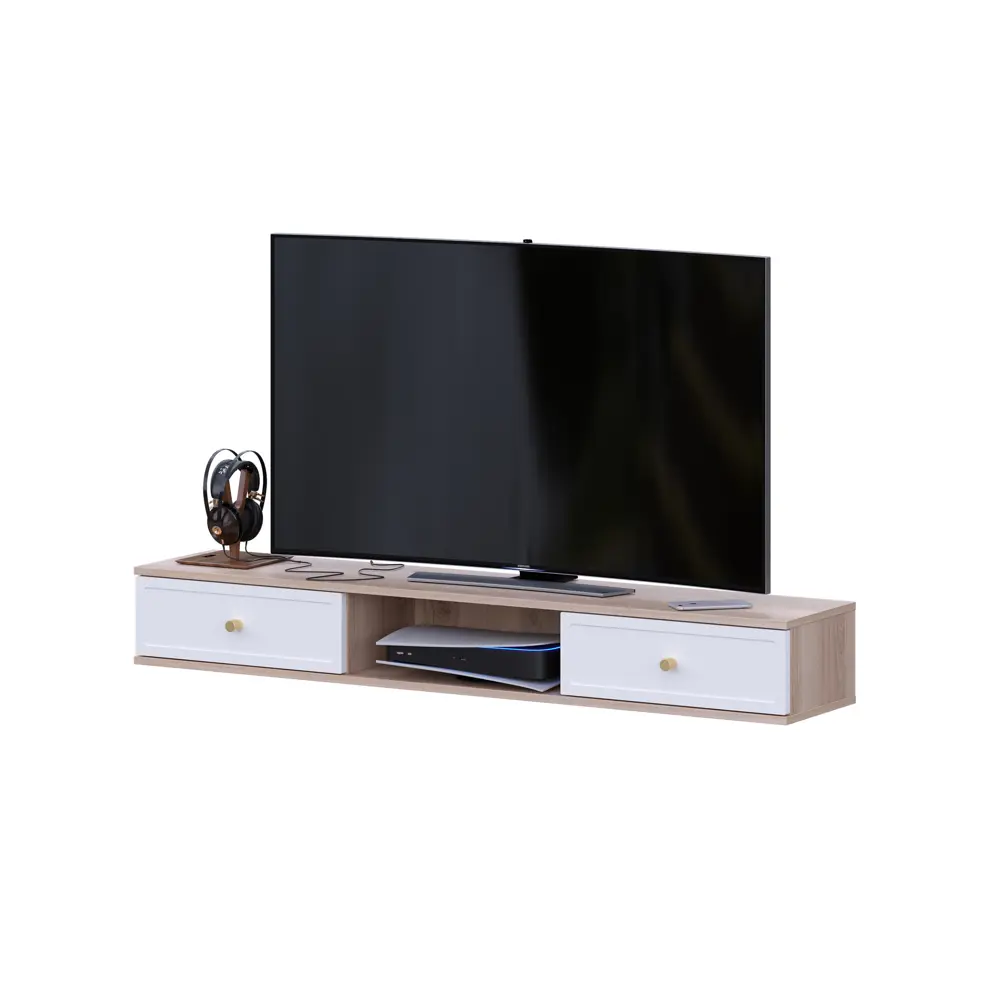 Тумба под телевизор KONSENSA Амьен 150x20x30 см ЛДСП цвет белый/коричневый Лион STLM-2017029 - Вид №9