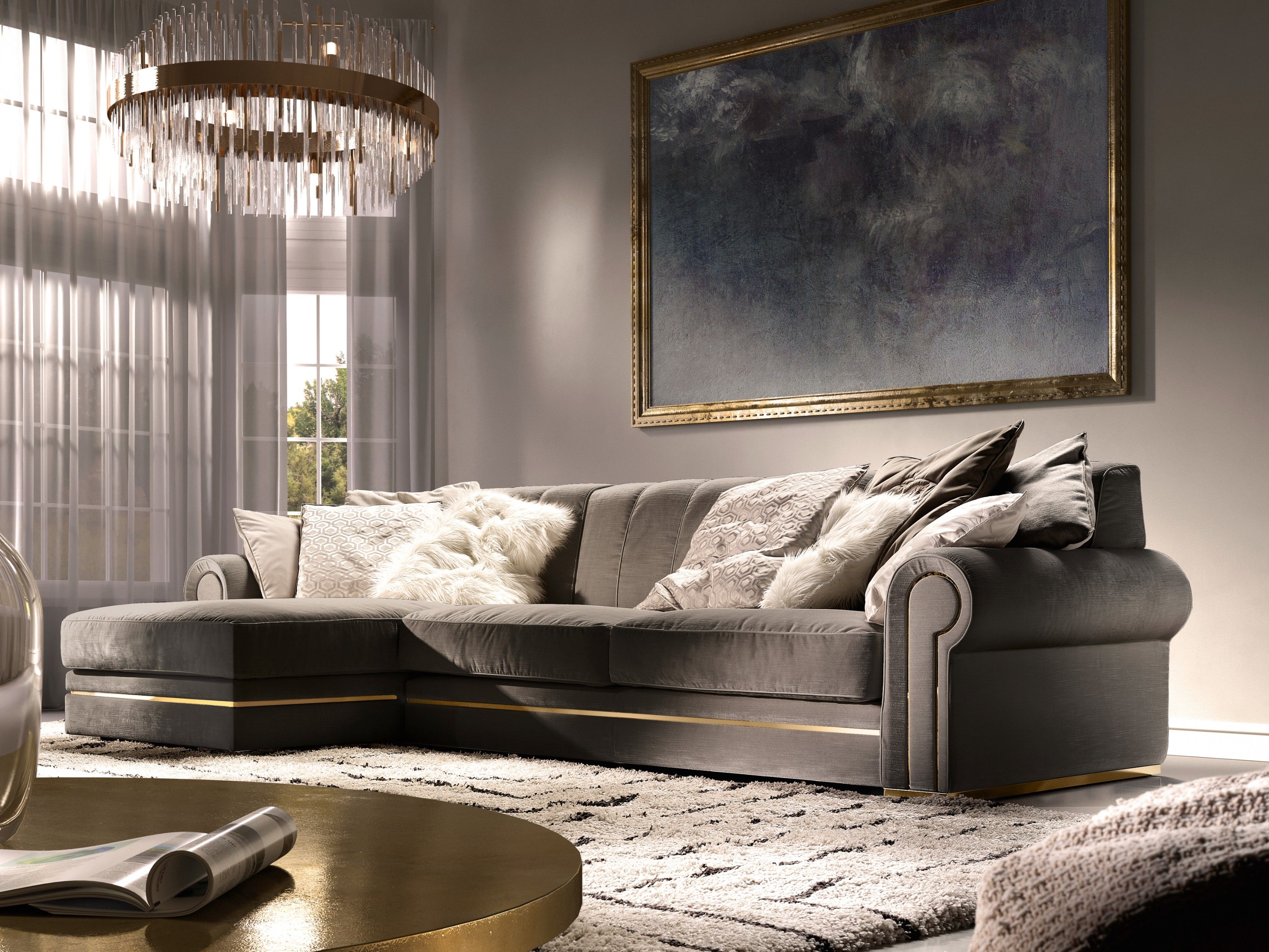 Тканевый диван с полуостровом Former In Italia QUINCY EVO ARCH-00137128 - Вид №1