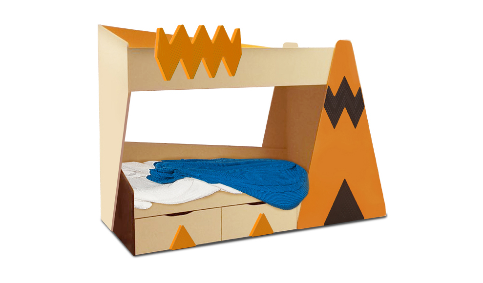 Кровать детская двухъярусная правая "Апачи" МАНДАРИН АПАЧИ 178643 Оранжевый;молочный Santreyd  - Вид №3