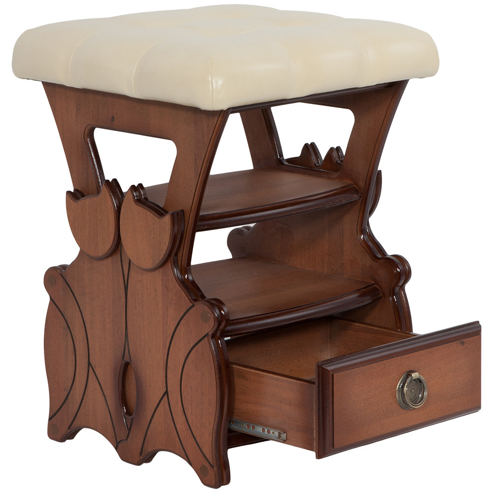 11178 BOGACHO Табурет Марта 2 с ящиком Орех Ваниль МДФ / искусственная кожа  - Вид №1