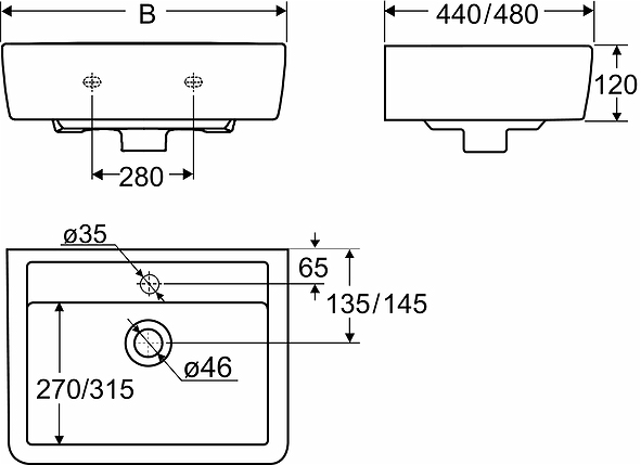 85090 Подвесная раковина настенная прямоугольная IFO  белая  - Вид №3