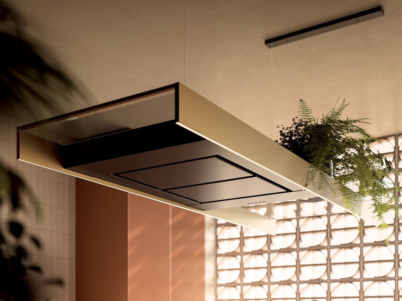 Стальной и стеклянный островной капюшон со встроенным освещением Falmec дизайн ARCH-00128107