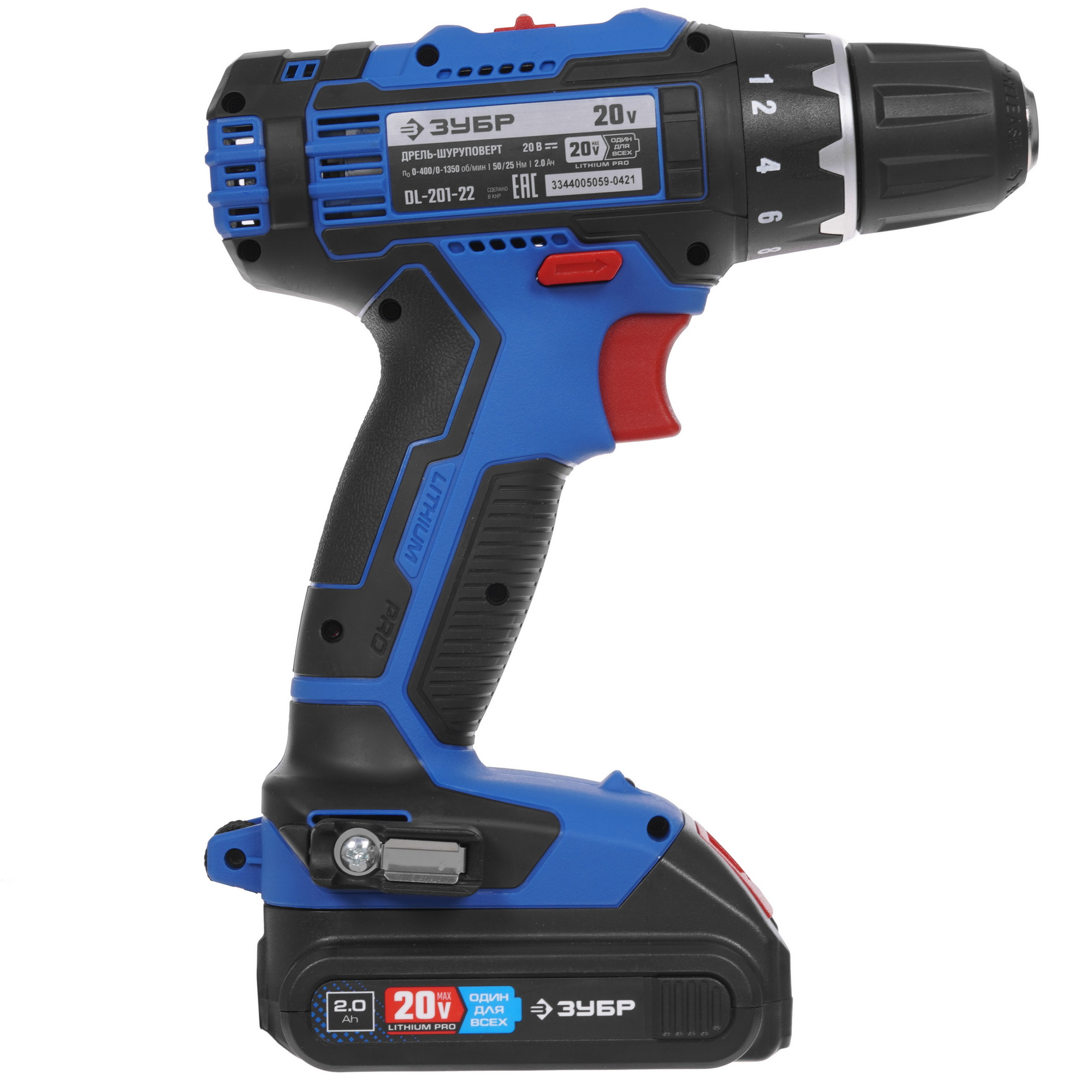 Дрель-шуруповерт Зубр DL-201-22 20V MAX PRO 9909108 STDN-0073325 - Вид №1