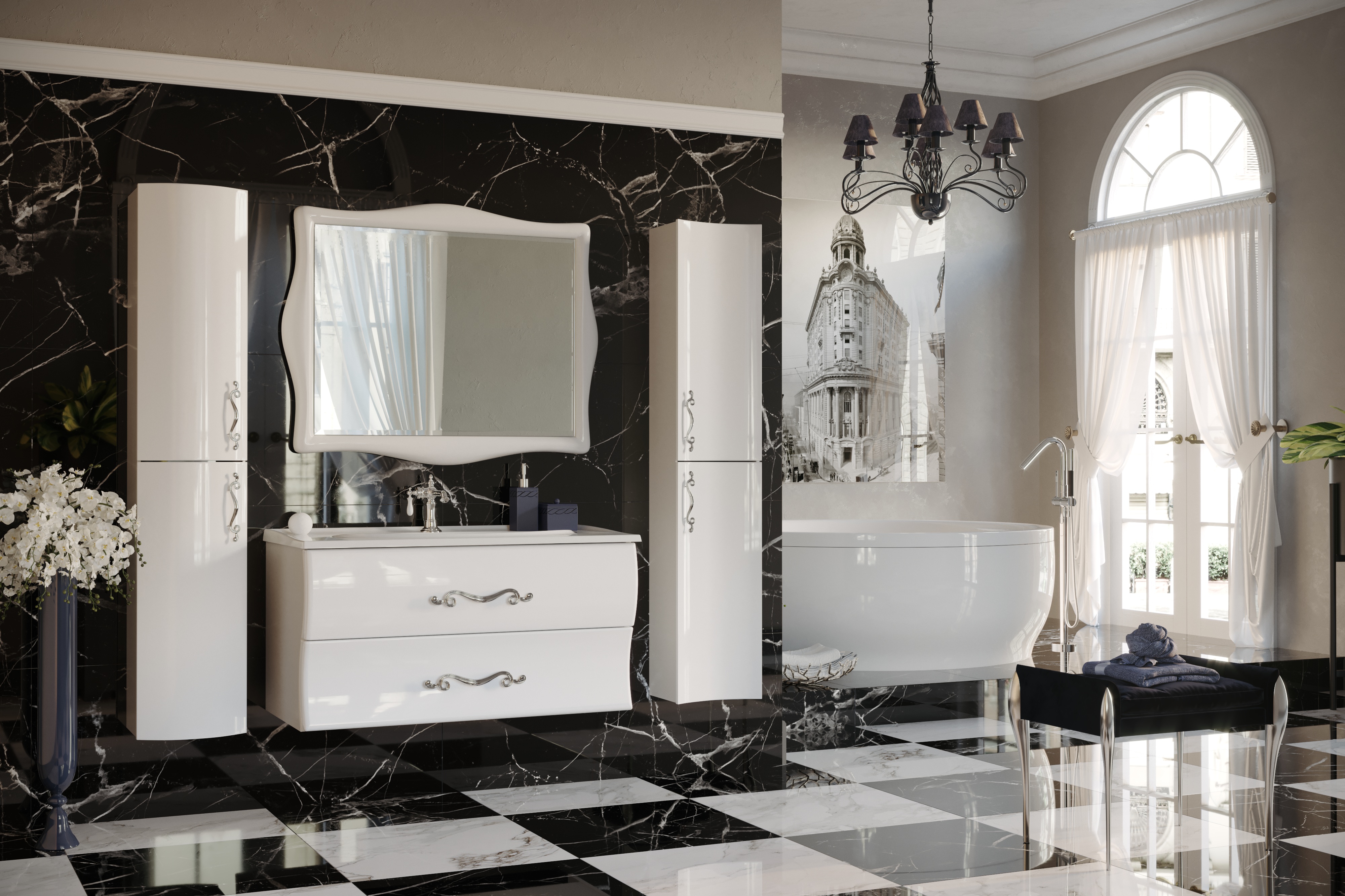 У52810 Шкаф - Пенал Amethyst 30П, 2д, White, выпуклый 1 Marka Amethyst 