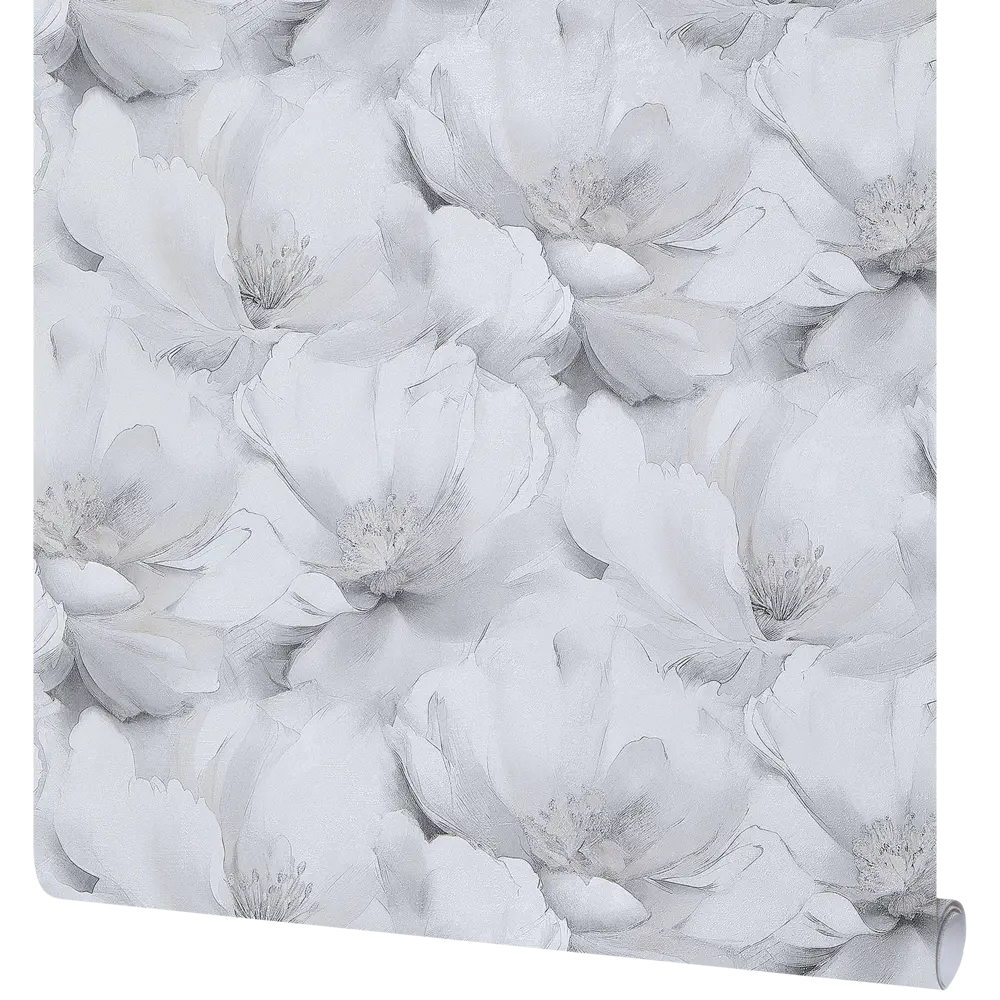 Флизелиновые обои Ateliero Elena с цветочным узором в серых тонах 89363947 STLM-1346057