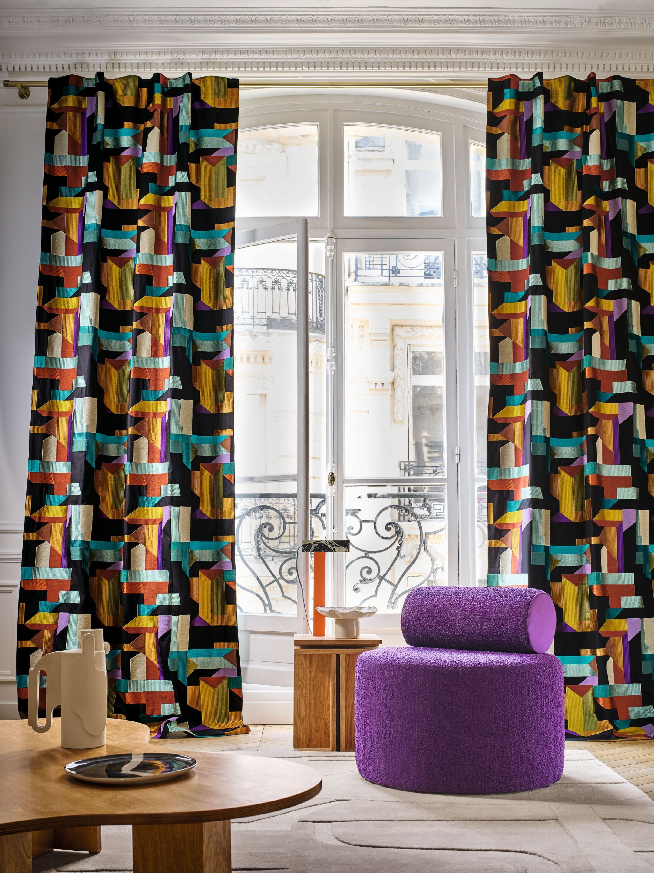 Многоцветная хлопковая вышитая ткань Casamance Polychromie ARCH-00012949 - Вид №1