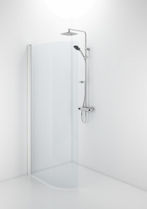 58500280 Гнутая дверь IFO Space SBVK, белые лакированные профили, прозрачное стекло без ручек, профили SBVK 1000