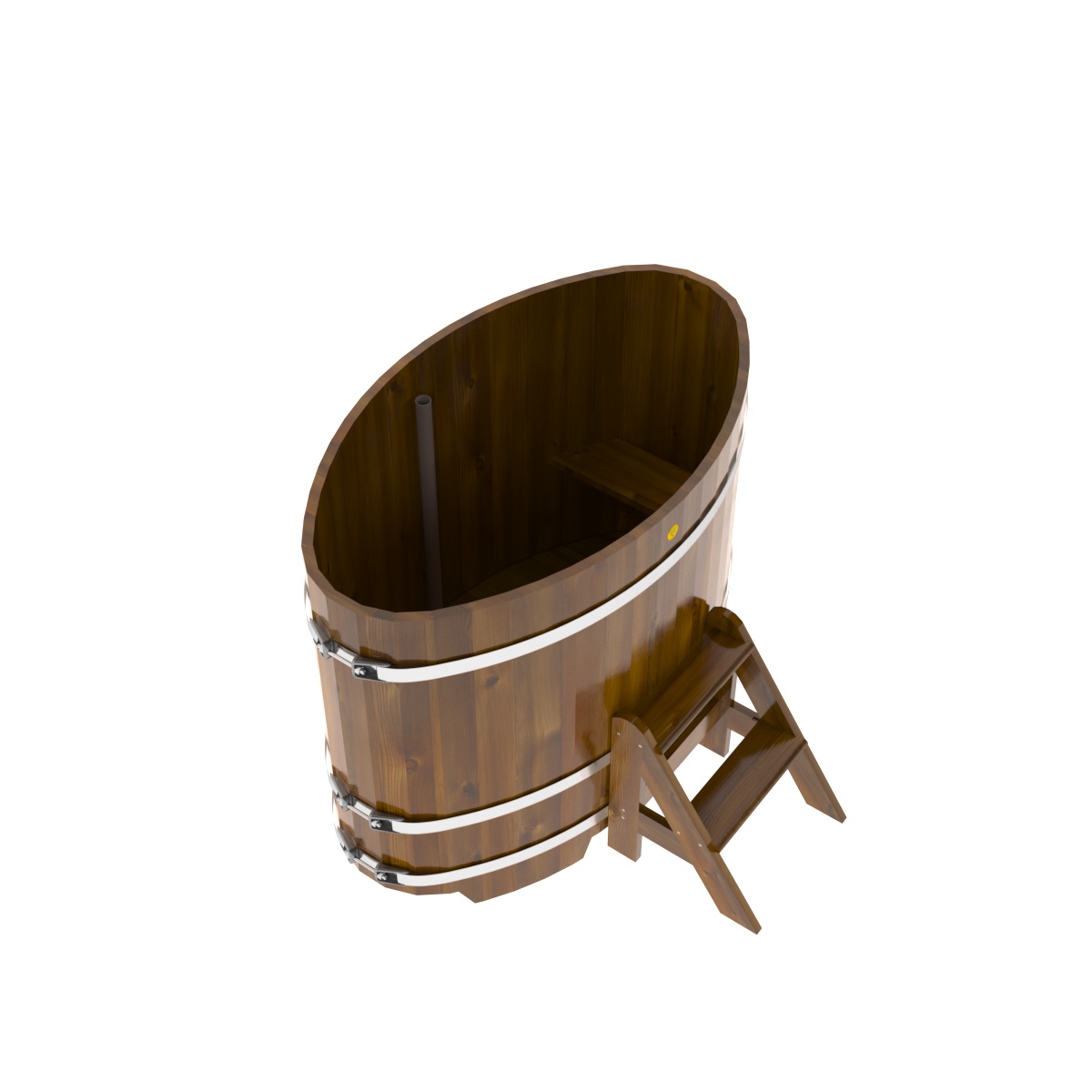 2265 Купель овальная из лиственницы Рустик 0,80х1,42х1,1 морёная Alyarus  - Вид №2