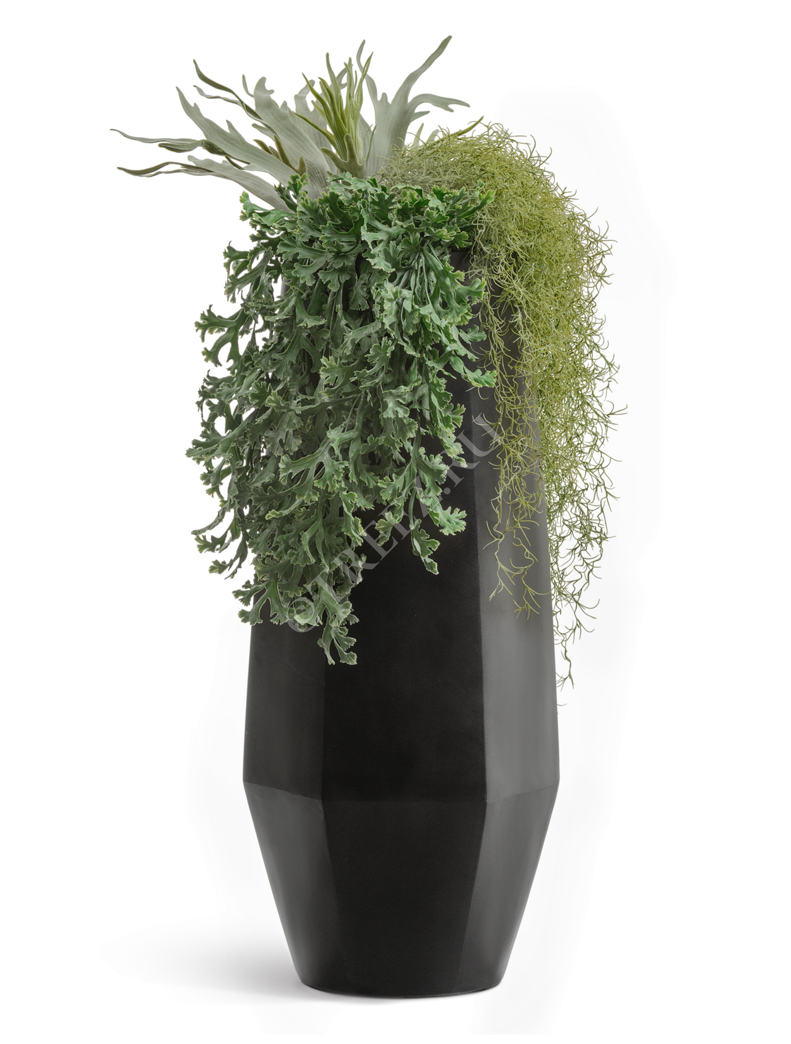 41.3321-08-048-BLCK-097 Кашпо  Effectory - серия Crystal - Высокий многогранник - Антрацит Цветочная коллекция  - Вид №8