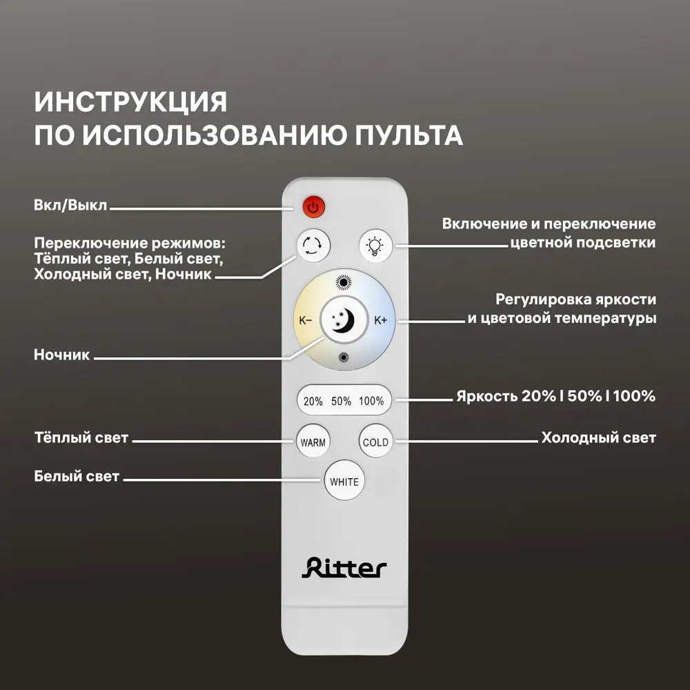 Santreyd Пульт управления для светодиодной люстры Ritter 51932 89398534 STLM-1324982 - Вид №3