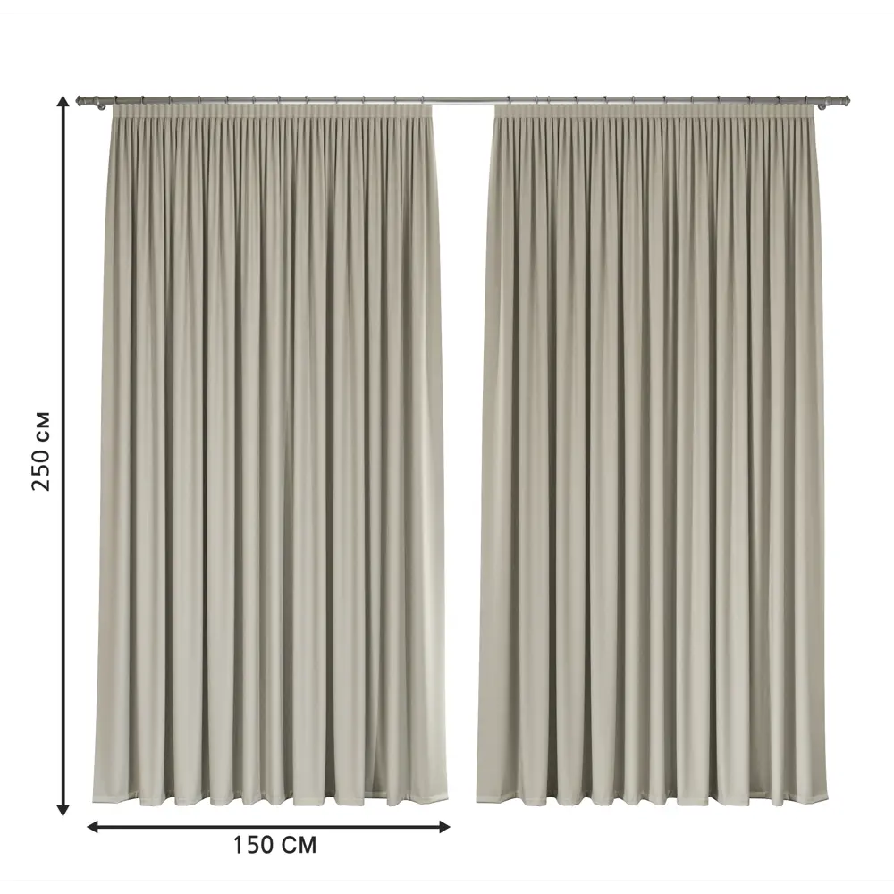 Шторы Miamoza Dark блэкаут светло-бежевые 150x250 см с лентой 89420198 STLM-1568974 - Вид №2