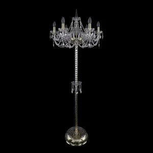 Торшер хрустальный на 6 ламп 160х57 см нежно-золотистый Bohemia Ivele 1406T2/6/195-160/G BOHEMIA IVELE СВЕЧА 00-3889341 Золото;прозрачный