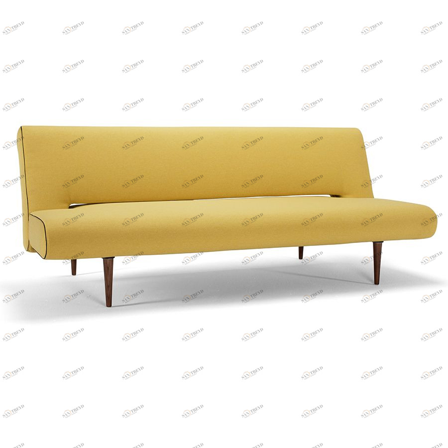Диван Unfurl с ножками из темного дерева и черной рамой, жёлтый Innovation Living UNFURL554