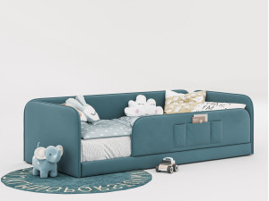 Односпальная кровать с мягким изголовьем