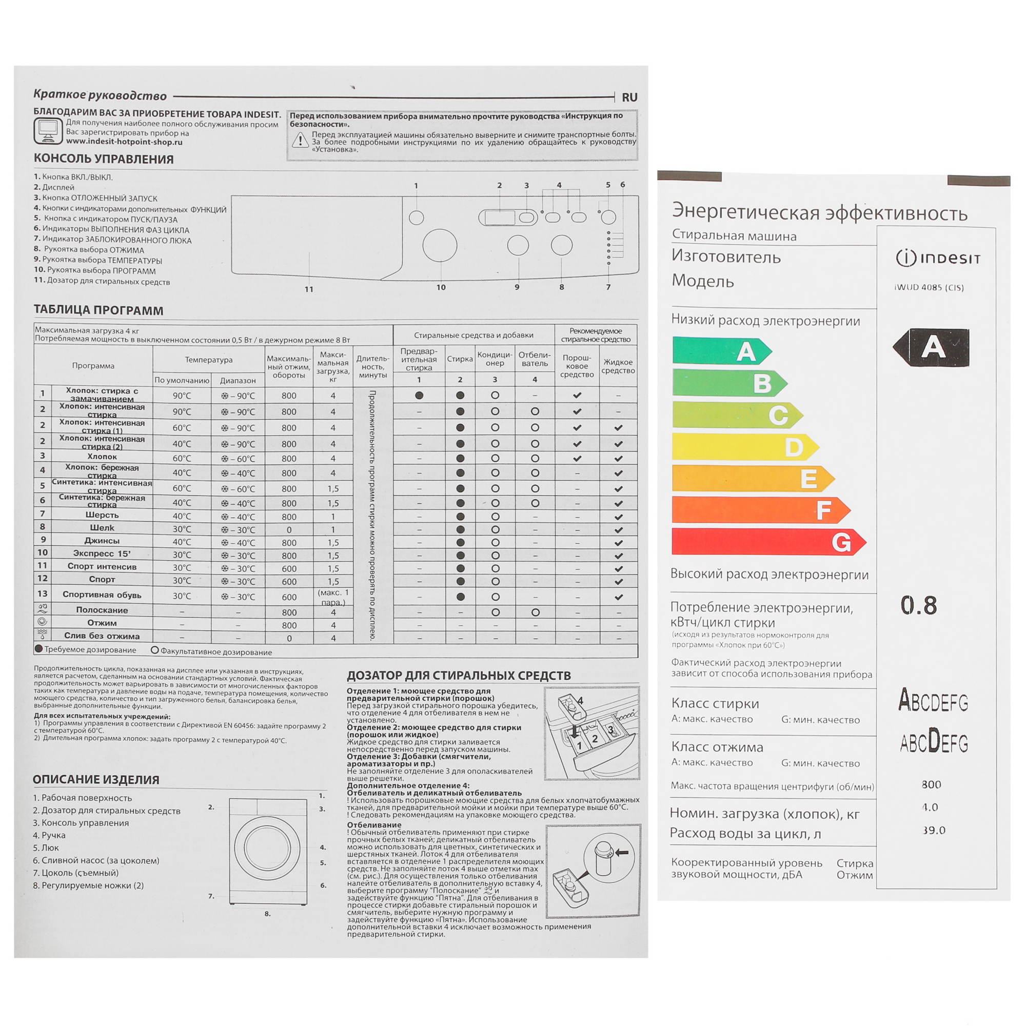 0156548 Стиральная машина Indesit IWUD 4085 (CIS) белый STDN-0047857 - Вид №11