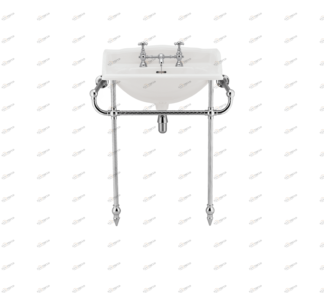 Gentry Home Таз большой белый Victorian Хром GH101868